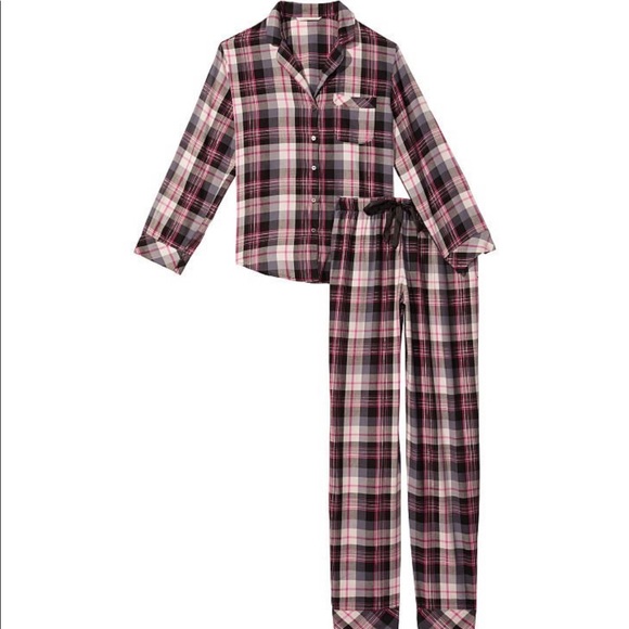 Victoria's Secret Other - Victoria’s Secret Flannel Long PJ Set W/Scrunchie, M/R